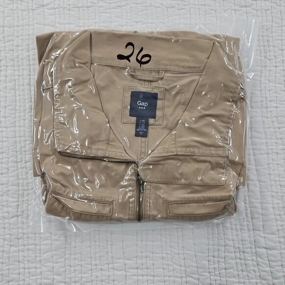 Gap Utility Chore Jacket Men's XXL Safari Khaki Elastic Y2K 4 Pockets EUC - Picture 16 of 16